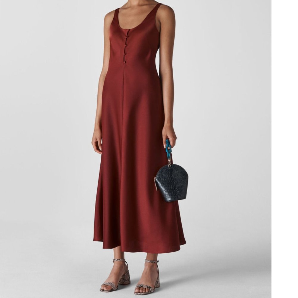 Whistles Pippa Midi Dress Burgundy